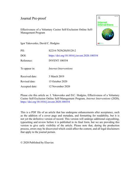 self-exclusion schemes|Effectiveness of a voluntary casino self.